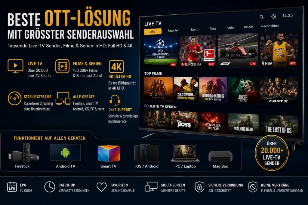 Beste OTT-Lösung mit größter Senderauswahl